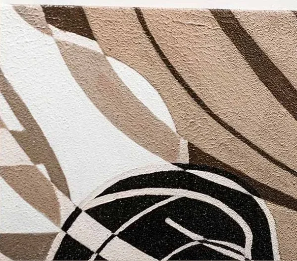 Black and Tan Wave Abstract in Black Frame, 75 x 75 cm — detail