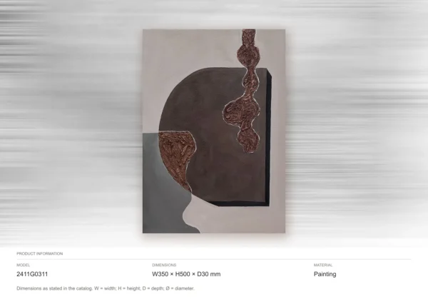 Brown Arch with Copper Chain Painting, 35 x 50 cm in clay — dimensions