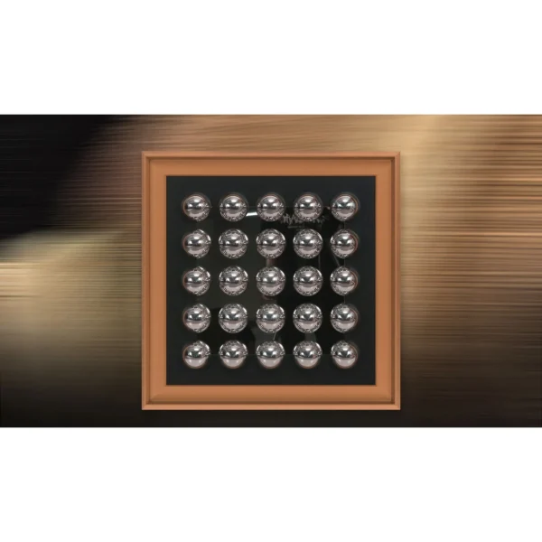 Silver Dome Grid in Tan Leather Frame, 80 x 80 cm — in a room setting