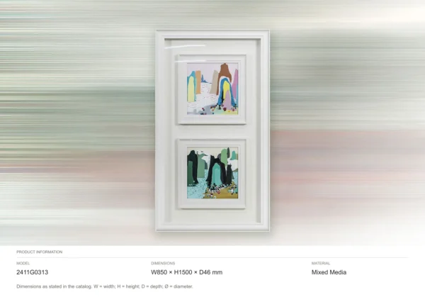 Tall Double Mount Abstract Prints in ivory — dimensions
