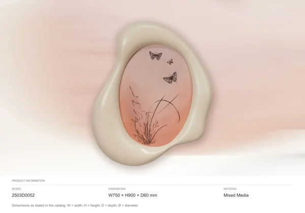 Sculpted Cream Frame Wall Art in oatmeal — dimensions