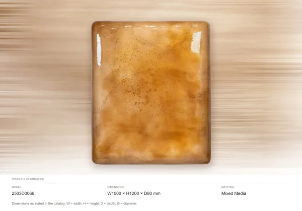 Amber Glazed Slab Wall Art, 100 x 120 cm in rust — dimensions