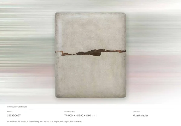 Cream Glazed Slab with Brown Fissure, 100 x 120 cm in oatmeal — dimensions