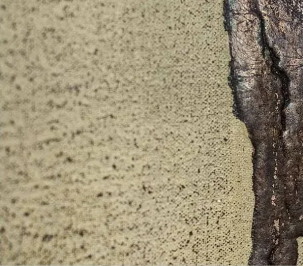 Olive Glazed Slab with Rust Seams, 98 x 98 cm in olive — detail