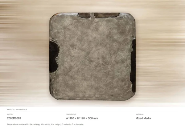Grey Glazed Slab with Charcoal Edges, 110 x 112 cm in slate — dimensions