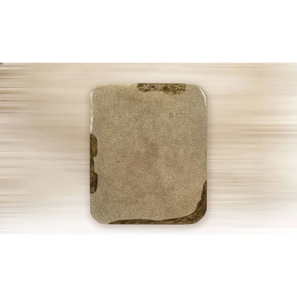 Sand Glazed Slab with Olive Edges, 100 x 120 cm in sand — in a room setting