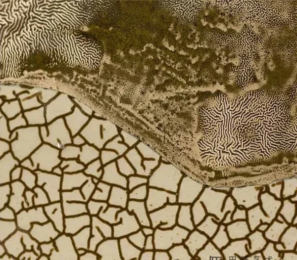 Sand Glazed Slab with Olive Edges, 100 x 120 cm in sand — detail