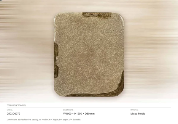 Sand Glazed Slab with Olive Edges, 100 x 120 cm in sand — dimensions