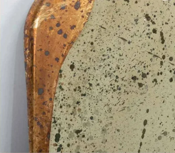 Pale Green Glazed Slab with Crackle and Rust, 100 x 100 cm in olive — detail