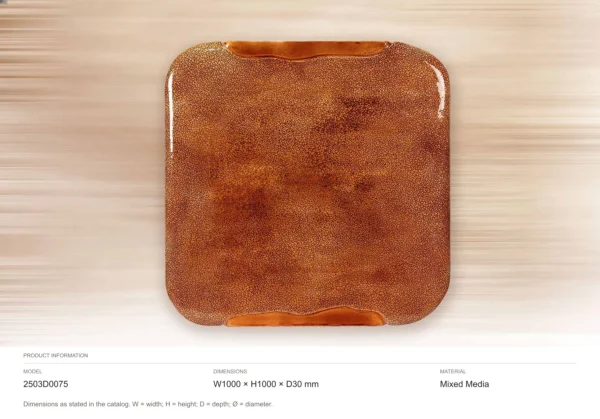 Rust Glazed Slab with Glossy Edge, 100 x 100 cm in rust — dimensions