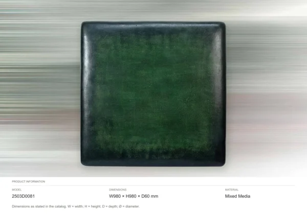 Forest Green Glazed Slab Wall Art, 98 x 98 cm in olive — dimensions