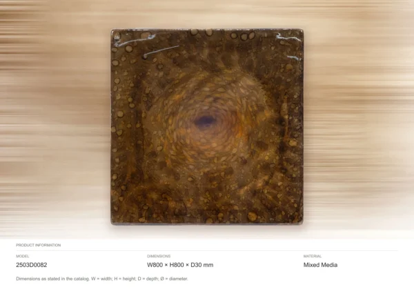 Bronze Glazed Spiral Slab Wall Art, 80 x 80 cm in bronze — dimensions