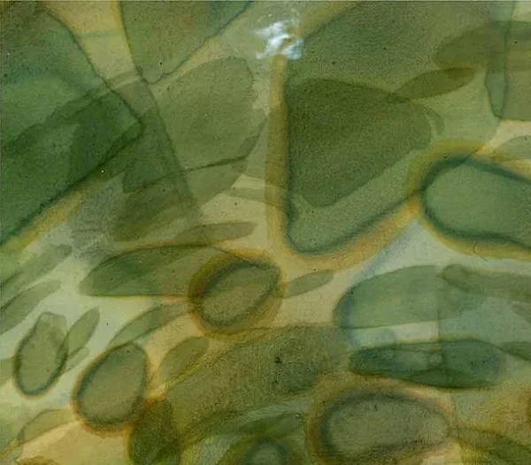 Green Petal Spiral Glazed Wall Art, 80 x 80 cm in olive — detail