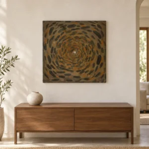 Bronze Pebble Spiral Glazed Wall Art, 60 x 60 cm in bronze — front view