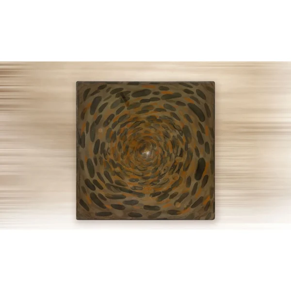 Bronze Pebble Spiral Glazed Wall Art, 60 x 60 cm in bronze — in a room setting
