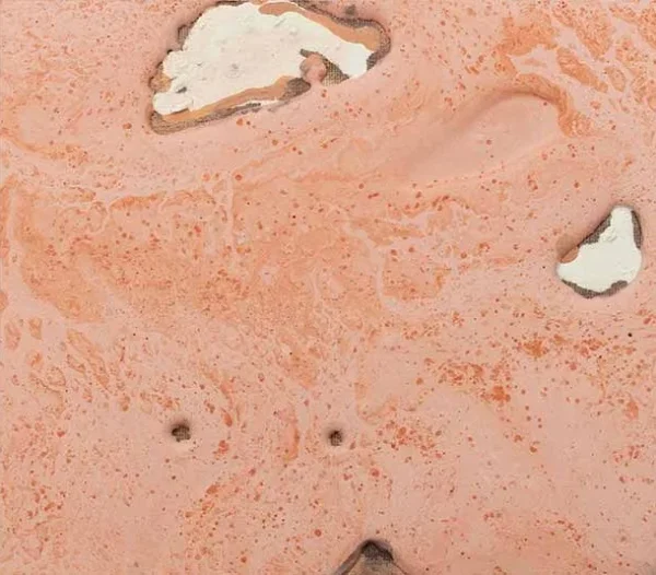 Coral and Slate Colour Field Panel, 60 x 90 cm in rose stone — detail