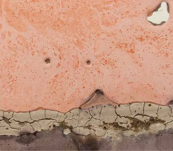 Coral and Slate Colour Field Panel, 60 x 90 cm in rose stone — detail