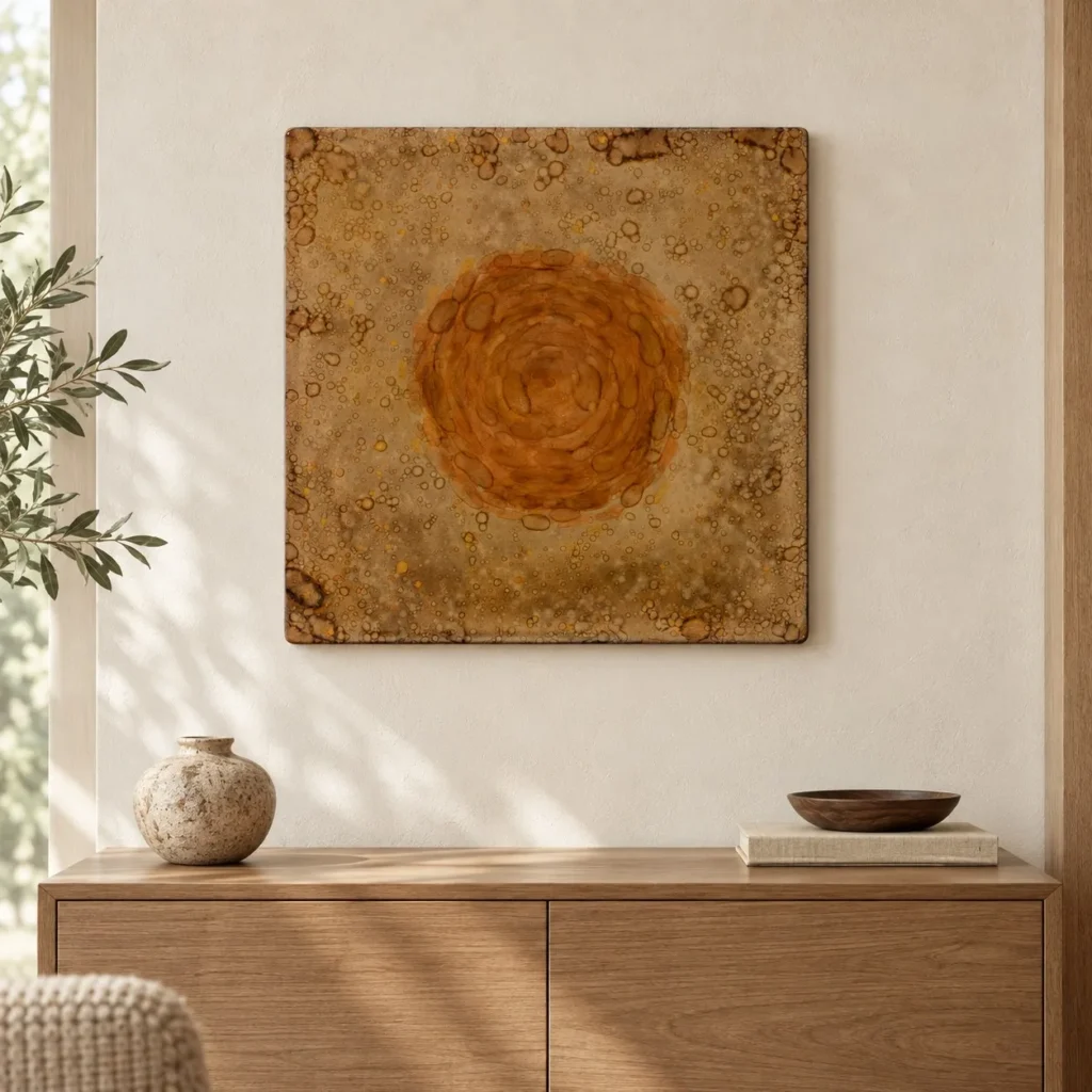 Rust Sun Glazed Wall Art, 60 x 60 cm in rust — front view