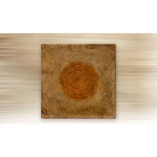 Rust Sun Glazed Wall Art, 60 x 60 cm in rust — in a room setting