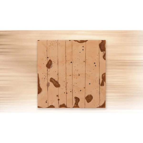 Small Peach Plank Panel with Brown Patches, 40 x 40 cm in rose stone — in a room setting