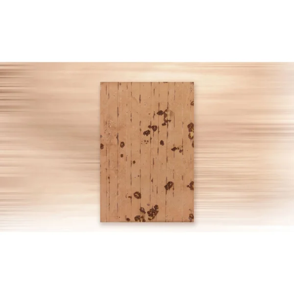 Tall Sand Plank Panel with Rust Patches, 80 x 120 cm in sand — in a room setting