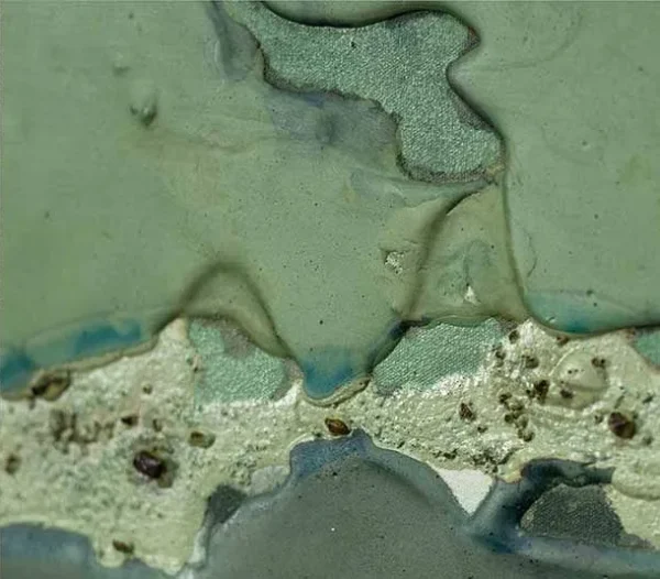 Green Shoreline Textured Panel, 80 x 80 cm in olive — detail