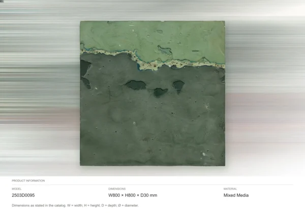 Green Shoreline Textured Panel, 80 x 80 cm in olive — dimensions