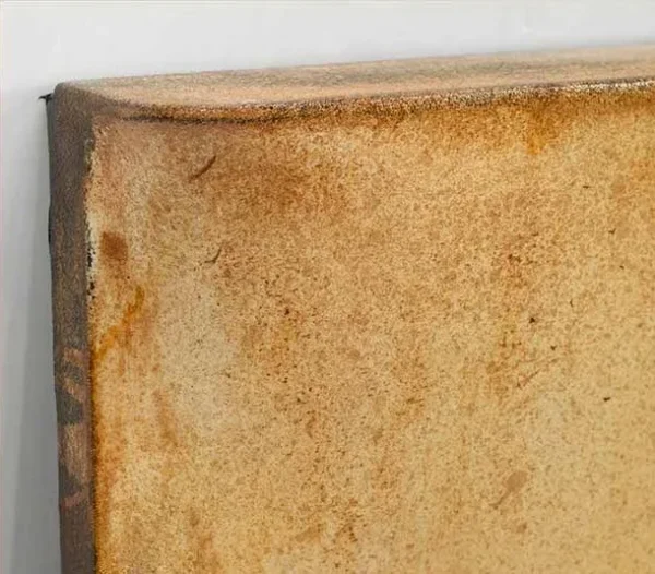Pale Amber Glazed Slab Wall Art, 60 x 60 cm in mustard — detail