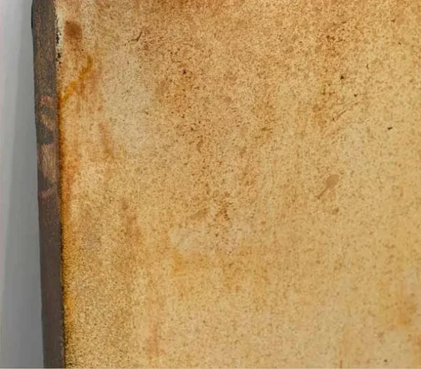 Pale Amber Glazed Slab Wall Art, 60 x 60 cm in mustard — detail