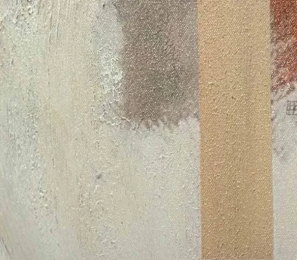 Olive and Rust Abstract Painting in Black Frame, 82 x 120 cm — detail