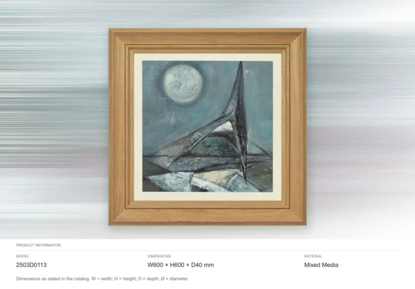 Moonlit Sail Painting in Oak Frame, 60 x 60 cm — dimensions