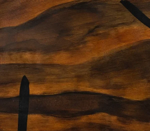 Burl Wood Grain with Black Dashes Painting, 80 x 100 cm in clay — detail