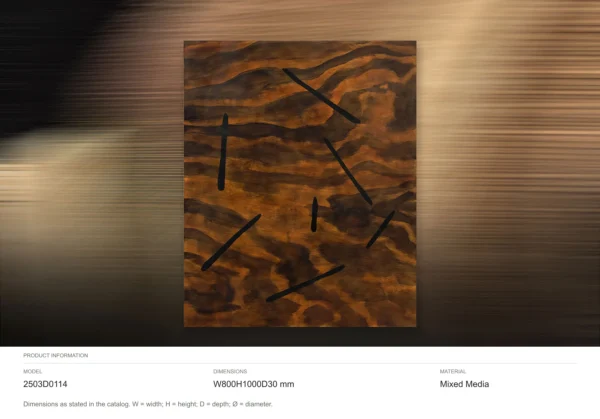 Burl Wood Grain with Black Dashes Painting, 80 x 100 cm in clay — dimensions