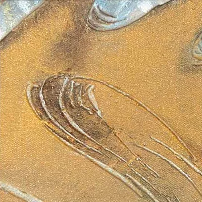Wide Gold and Silver Marbled Wave Wall Art in brushed brass — detail