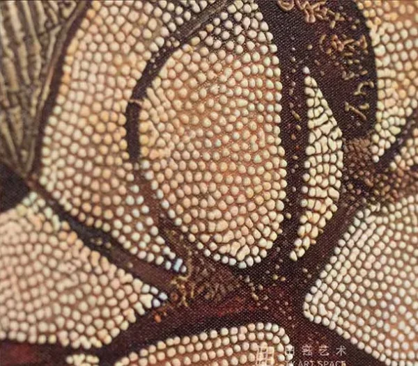 Marbled Rust Abstract in Wide Black Frame, 111 x 110 cm — detail