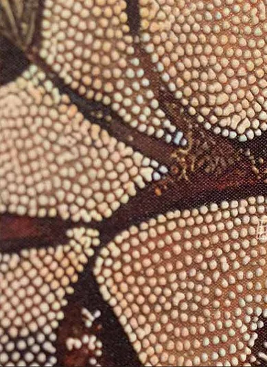 Marbled Rust Abstract in Wide Black Frame, 111 x 110 cm — detail