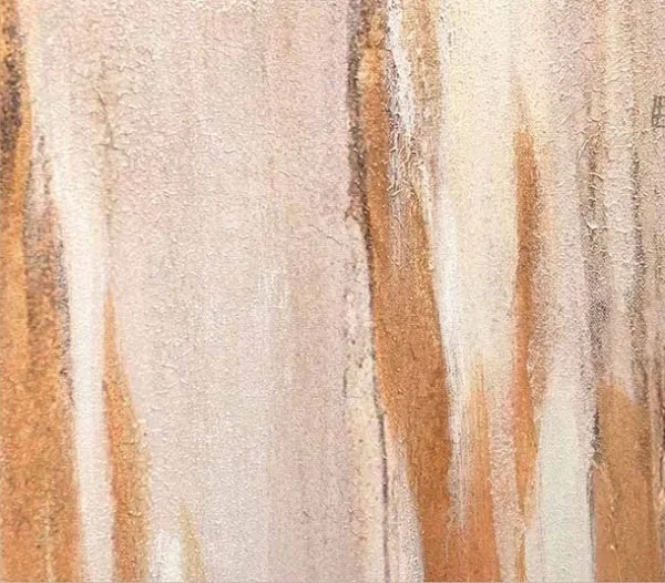 Rust Drip on Cream Abstract Painting, 120 x 160 cm in rust — detail