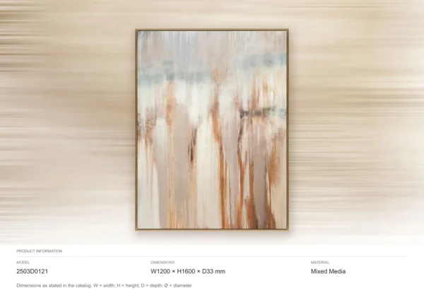 Rust Drip on Cream Abstract Painting, 120 x 160 cm in rust — dimensions