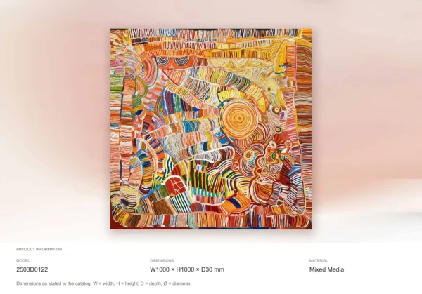 Multicolour Patchwork Line Painting, 100 x 100 cm in multicolour — dimensions