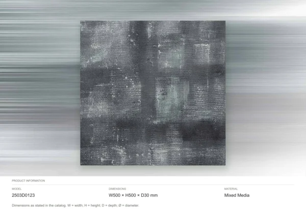 Charcoal Grid Textured Wall Art, 50 x 50 cm in black — dimensions