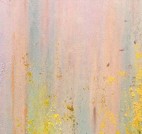 Rainbow Drip Over Blue Sea Textured Painting, 90 x 90 cm in blue — detail