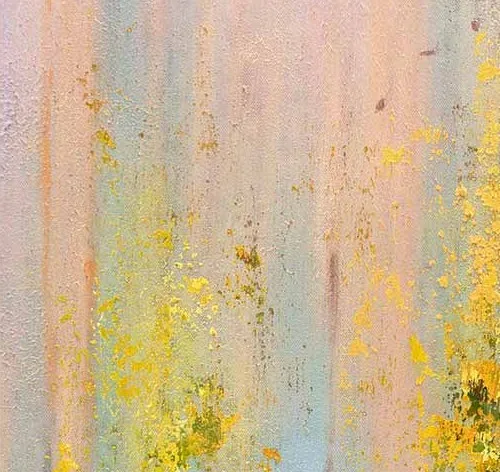 Rainbow Drip Over Blue Sea Textured Painting, 90 x 90 cm in blue — detail