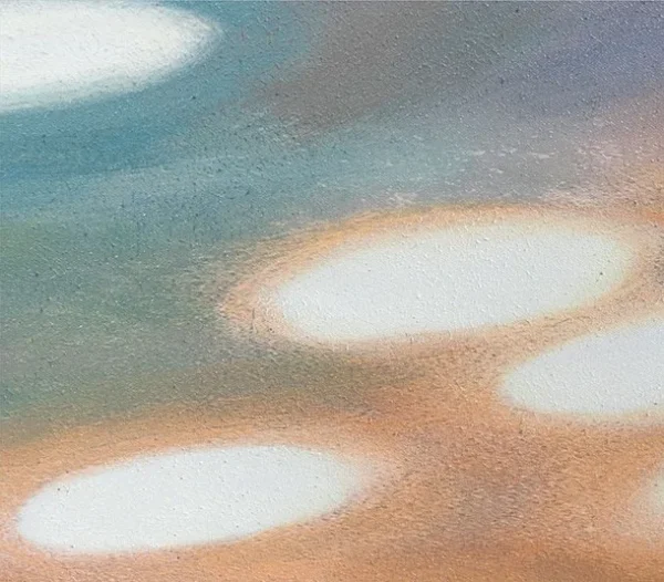 Wide Light on Water Painting in Teal, Peach and Lilac, 140 — detail