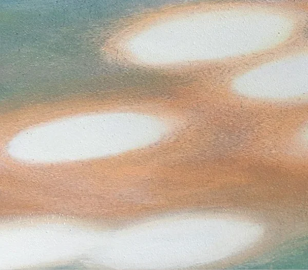 Wide Light on Water Painting in Teal, Peach and Lilac, 140 — detail