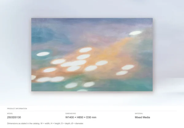 Wide Light on Water Painting in Teal, Peach and Lilac, 140 — dimensions