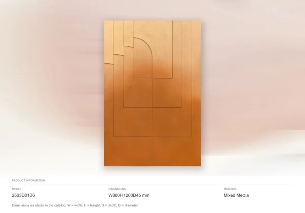 Orange Gradient Deco Relief Wall Art, 80 x 120 cm in rust — dimensions