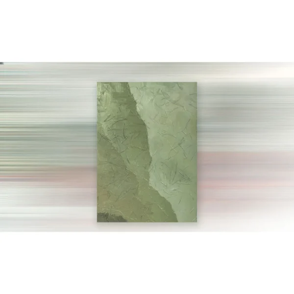 Sage Green Cracked Plaster Wall Art, 50 x 70 cm in olive — in a room setting