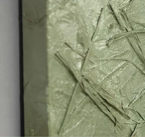 Sage Green Cracked Plaster Wall Art, 50 x 70 cm in olive — detail