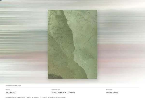 Sage Green Cracked Plaster Wall Art, 50 x 70 cm in olive — dimensions
