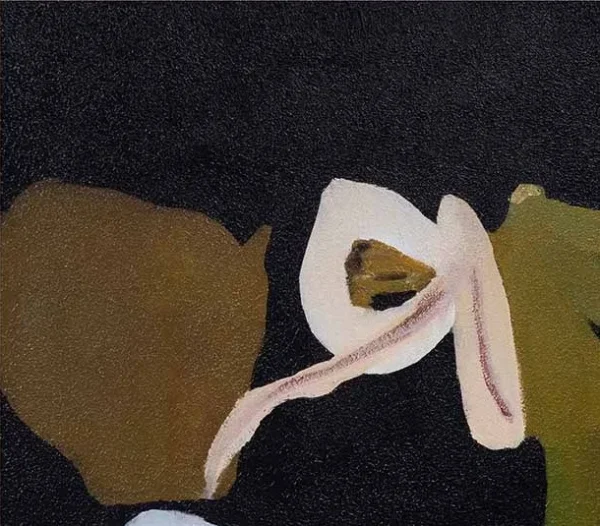 White Scribble and Pink Bloom in black — detail